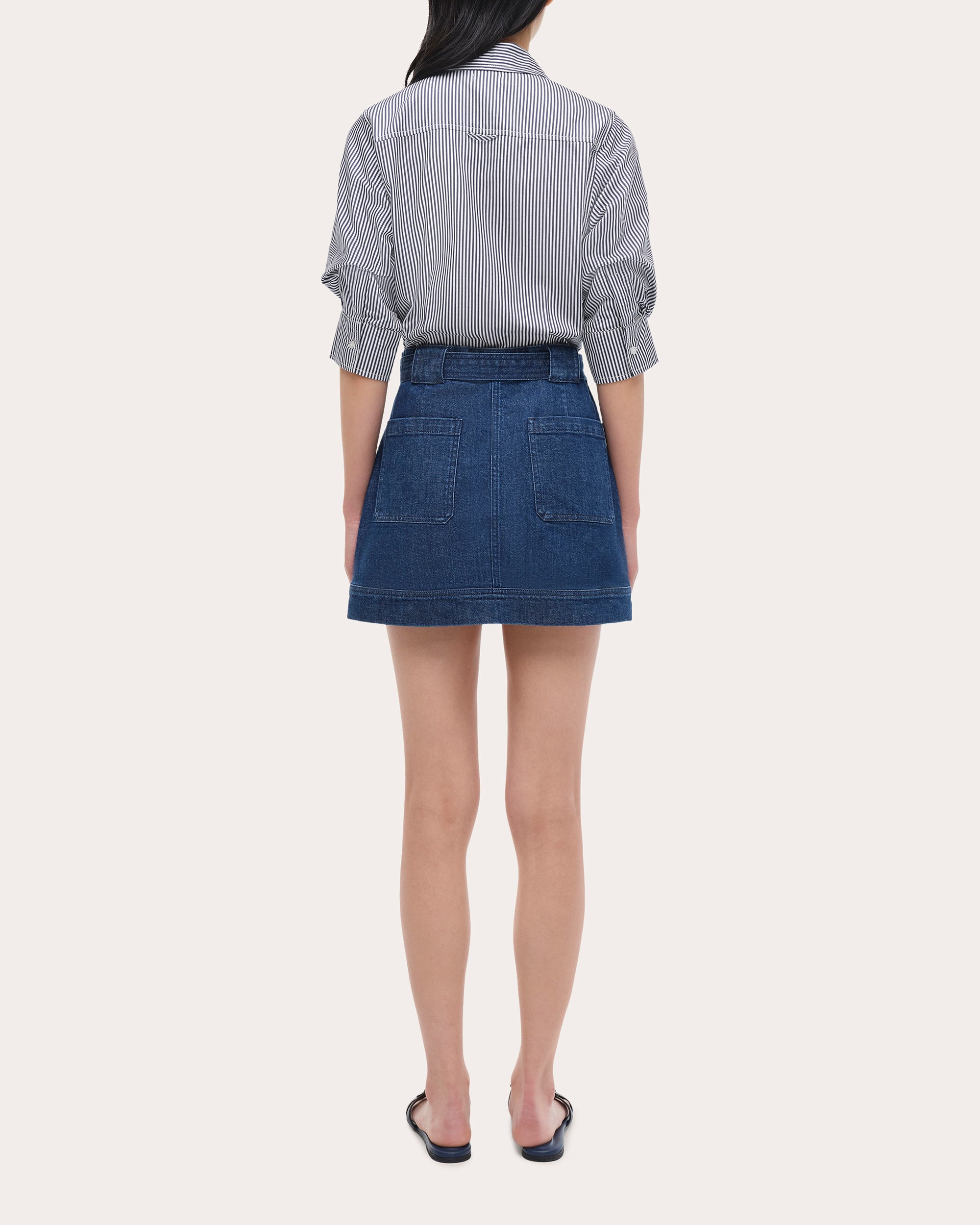 Harlowe Cotton Combo Denim Shirt Dress