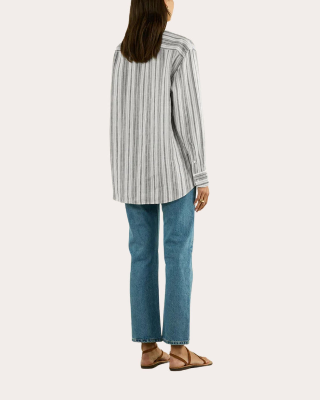 The Oversized Stripe Hemp Button-Front Tunic