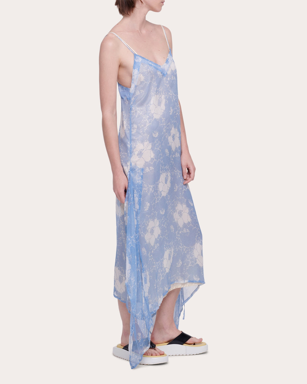 Asymmetric Printed Silk Midi Dress