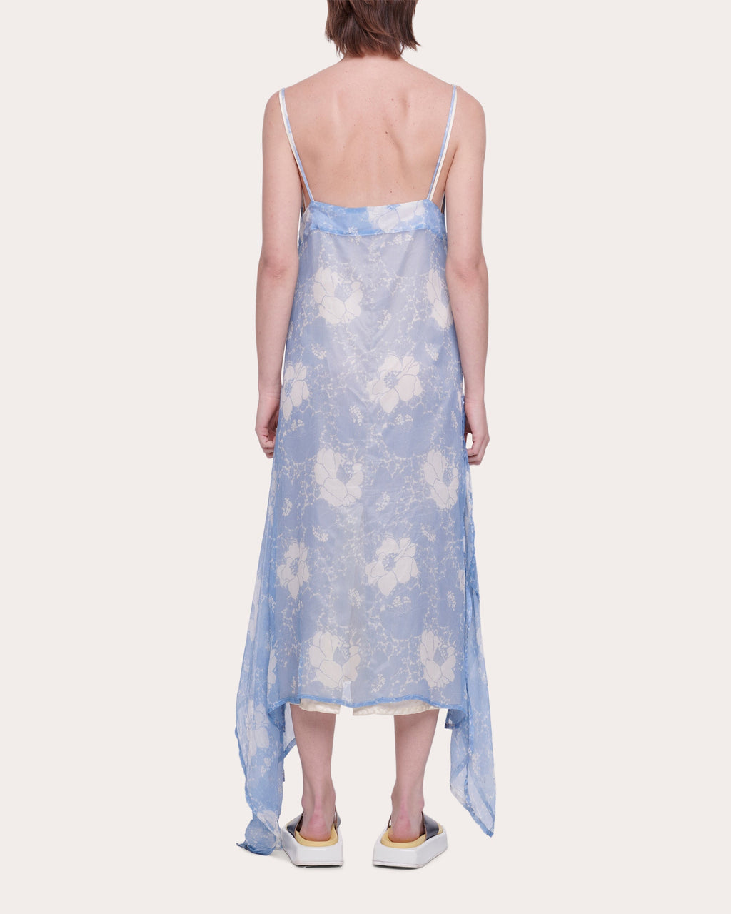 Asymmetric Printed Silk Midi Dress