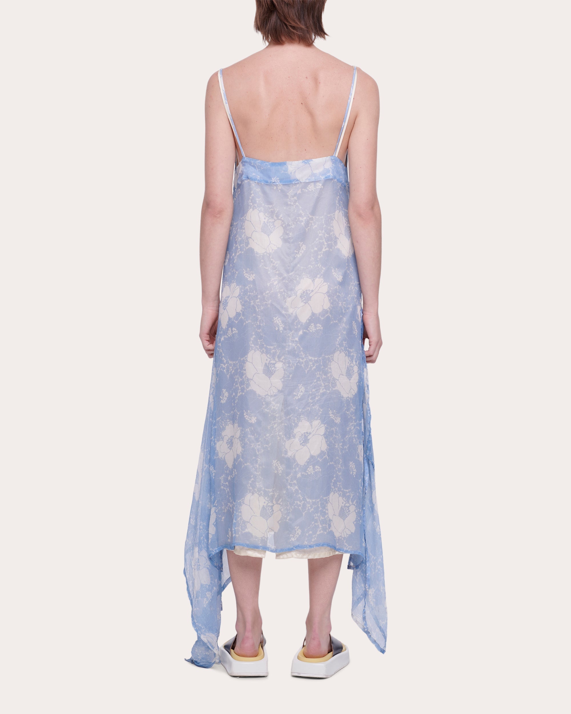 Asymmetric Printed Silk Midi Dress