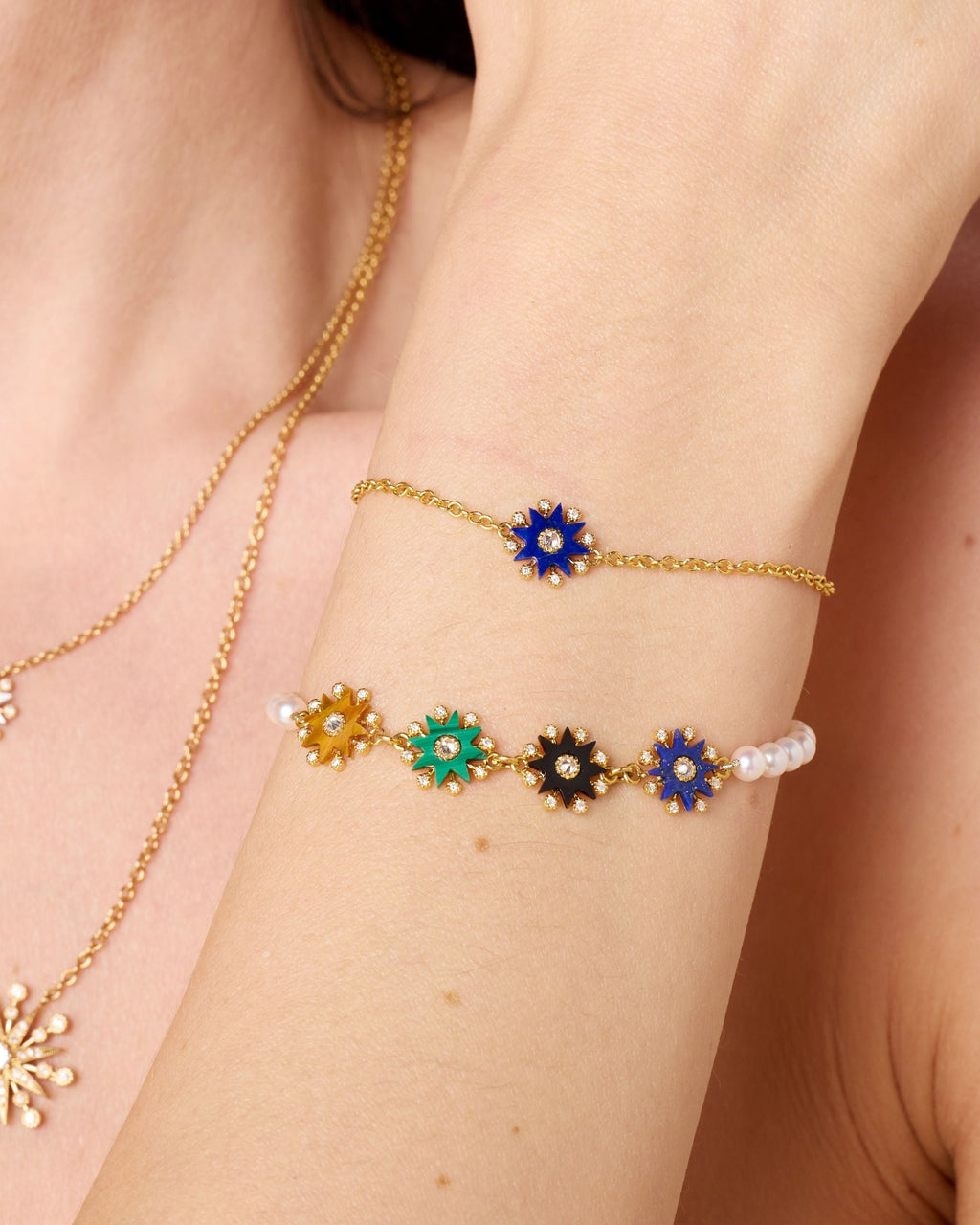 Comète 18K Gold Lapis Lazuli and Diamond Bracelet