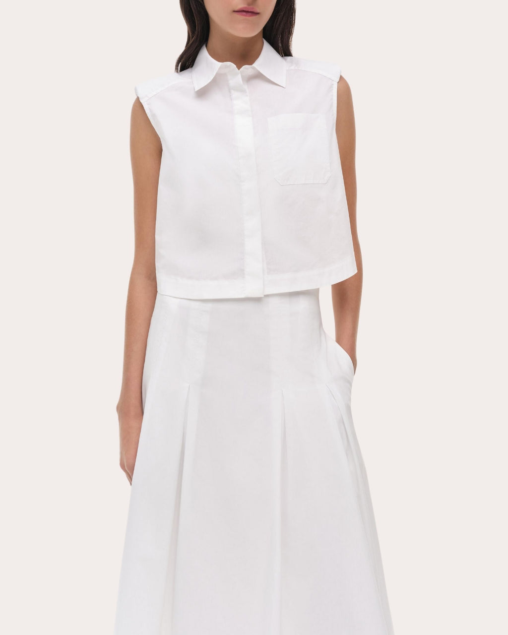 Winslow Poplin Cropped Sleeveless Shirt
