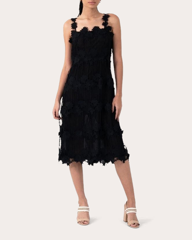 Hiara Floral Appliquéd Cotton Lace Dress