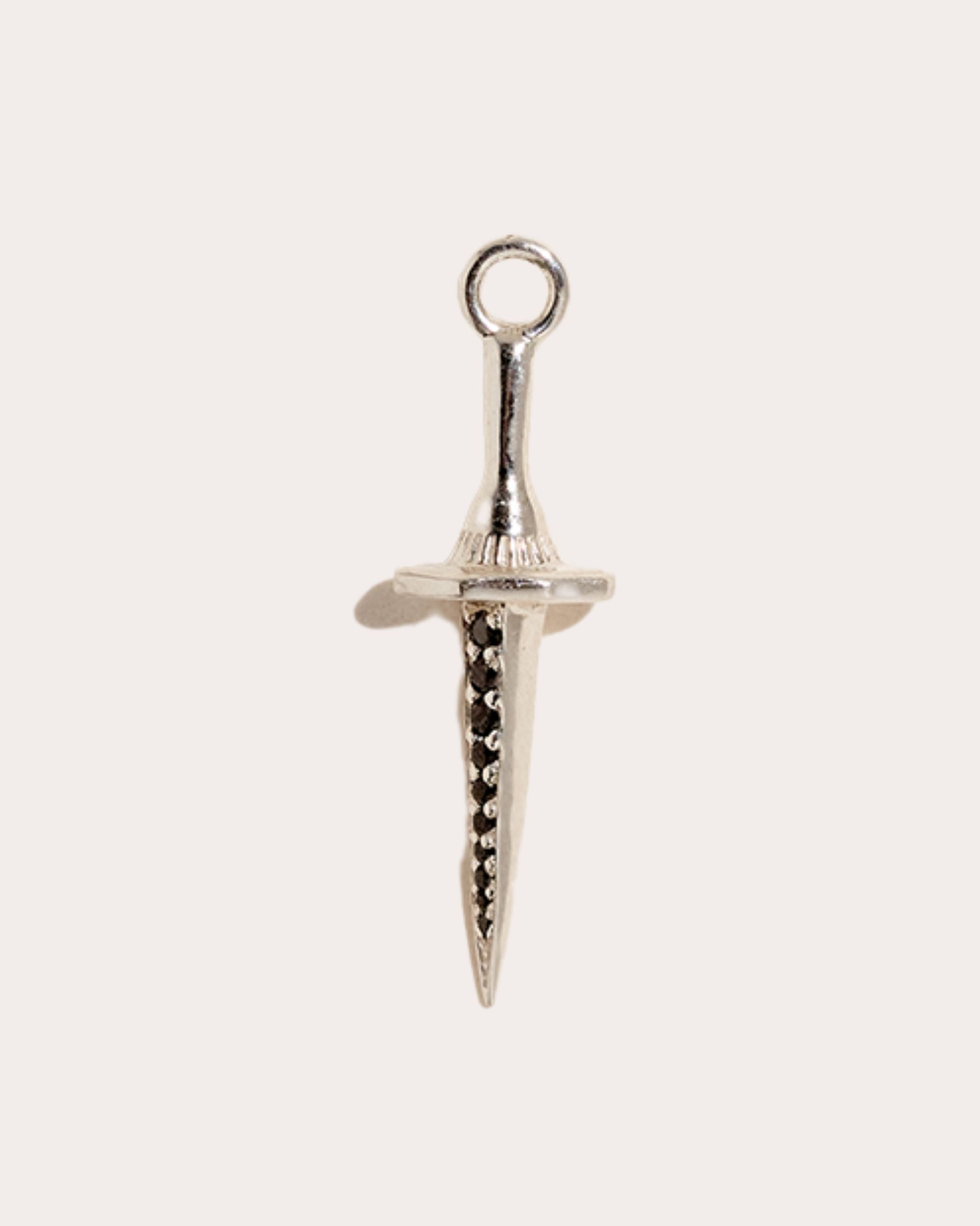 Sterling Silver & Black Diamond Dagger Pendant
