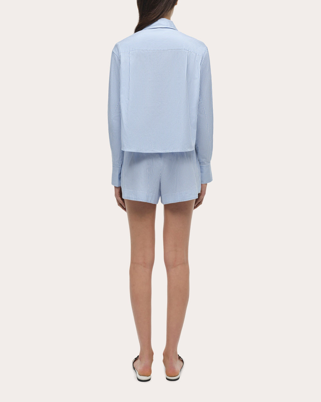 Renata Stripe Cotton Cropped Button-Up