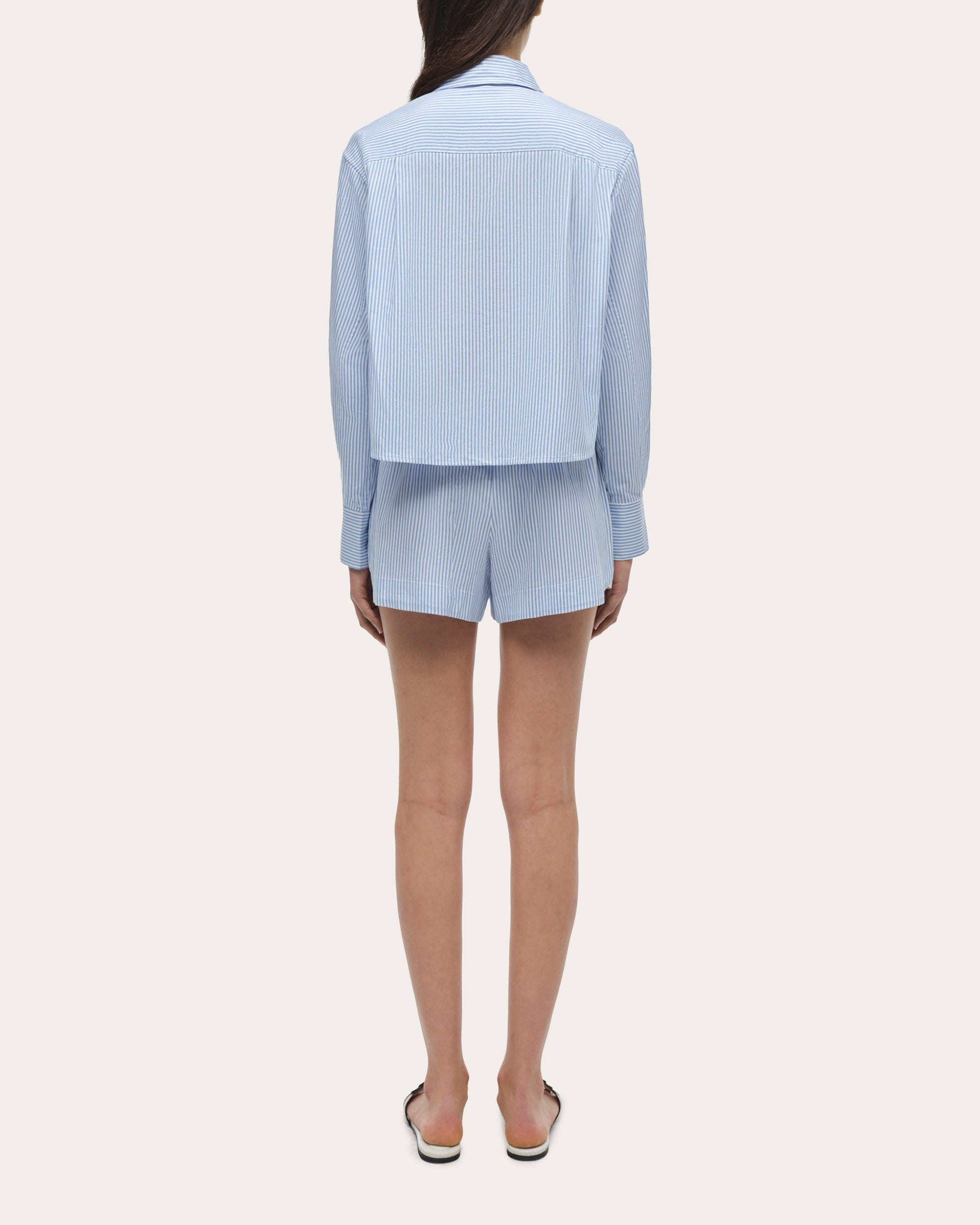 Renata Stripe Cotton Cropped Button-Up