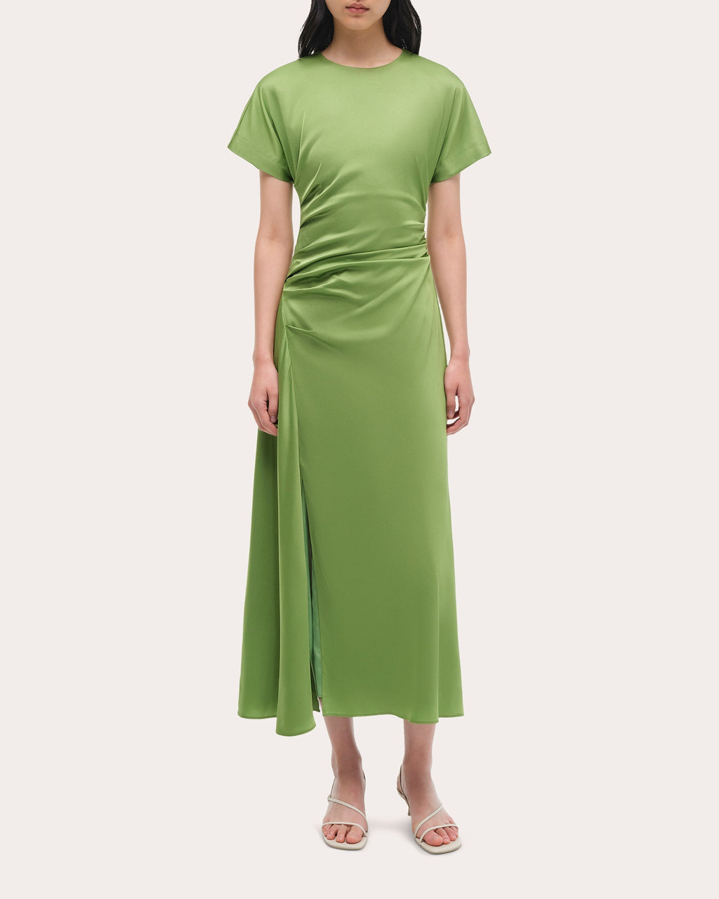 Marabella Satin Draped Midi Dress
