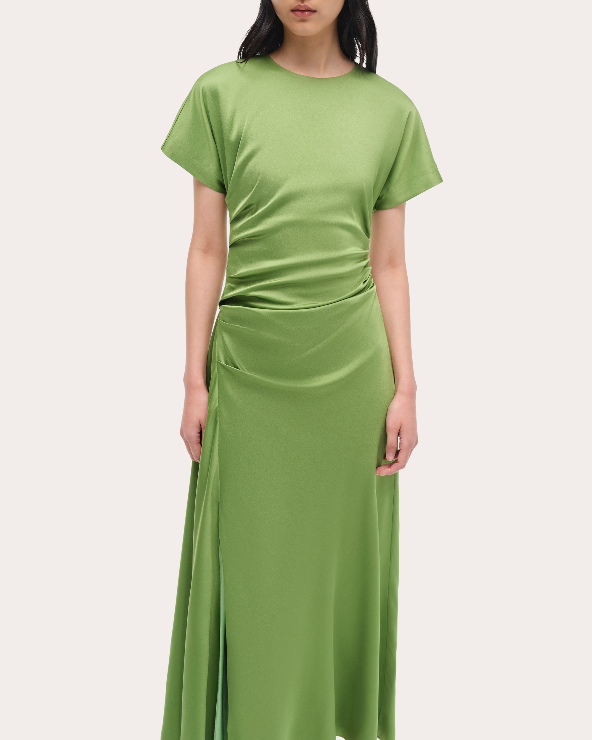 Marabella Satin Draped Midi Dress