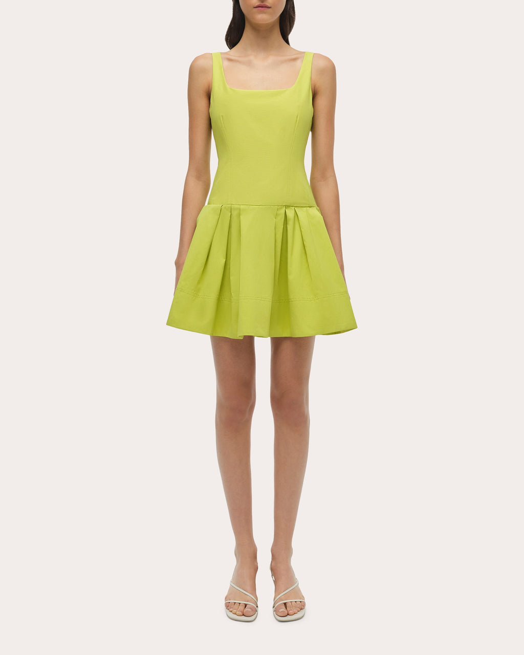 Lucy Faille Sleeveless Drop-Waist Mini Dress