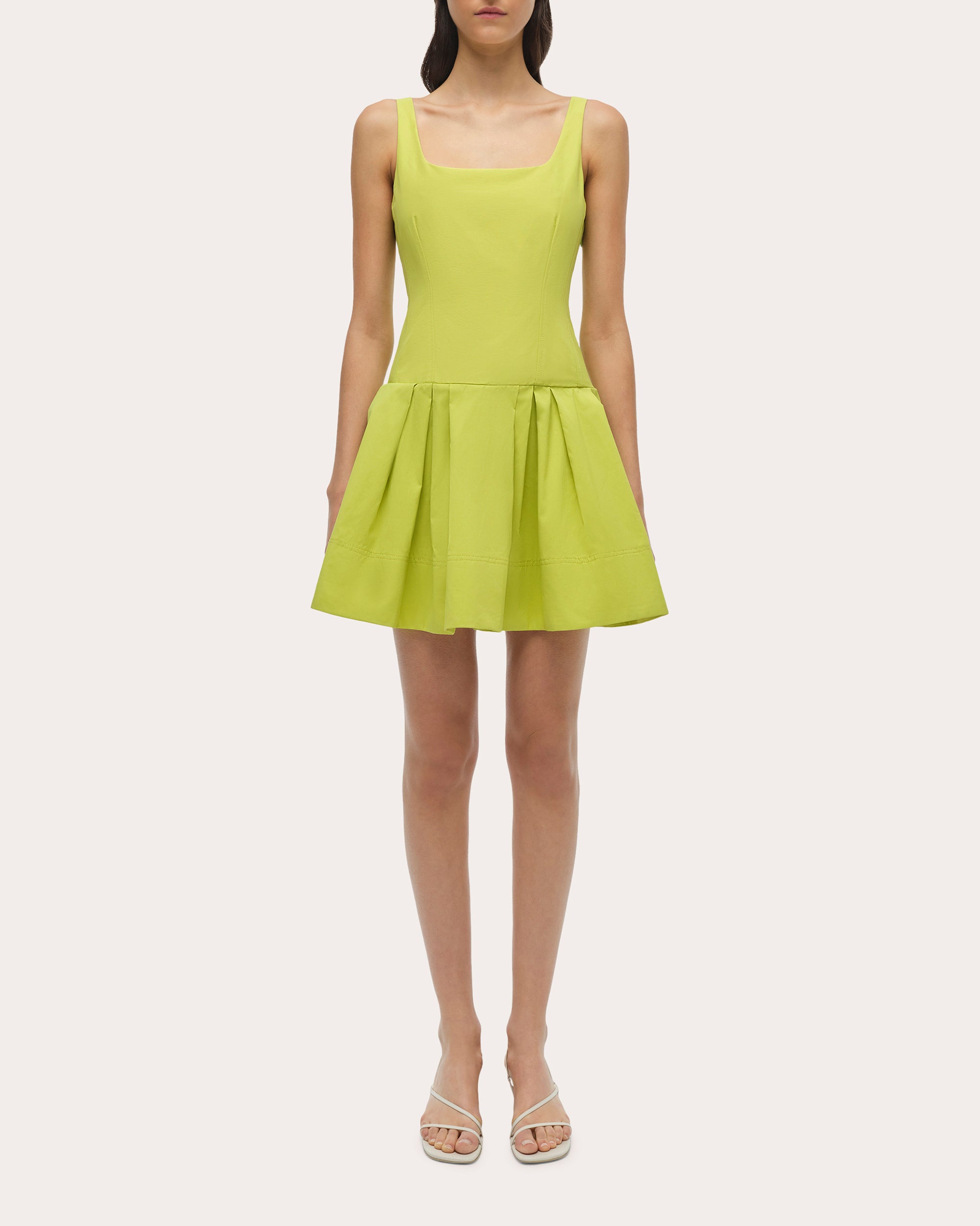 Lucy Faille Sleeveless Drop-Waist Mini Dress