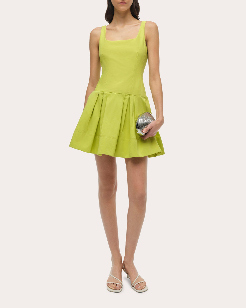 Lucy Faille Sleeveless Drop-Waist Mini Dress