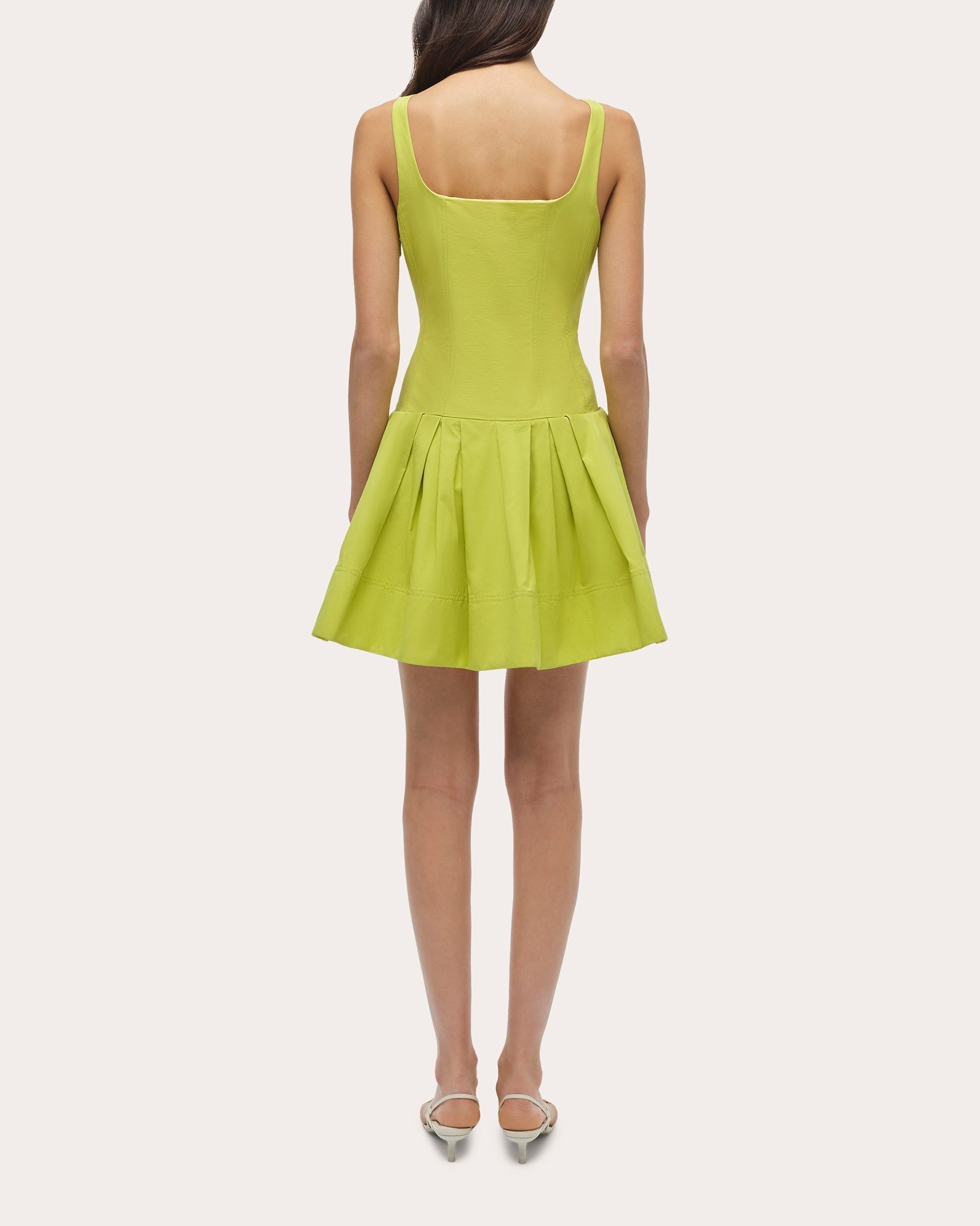 Lucy Faille Sleeveless Drop-Waist Mini Dress