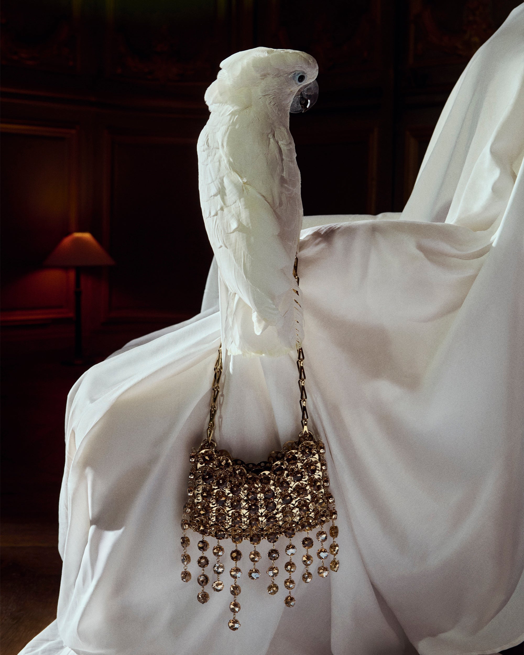 1969 Nano Fringed Crystal Embellished Chainmail Shoulder Bag