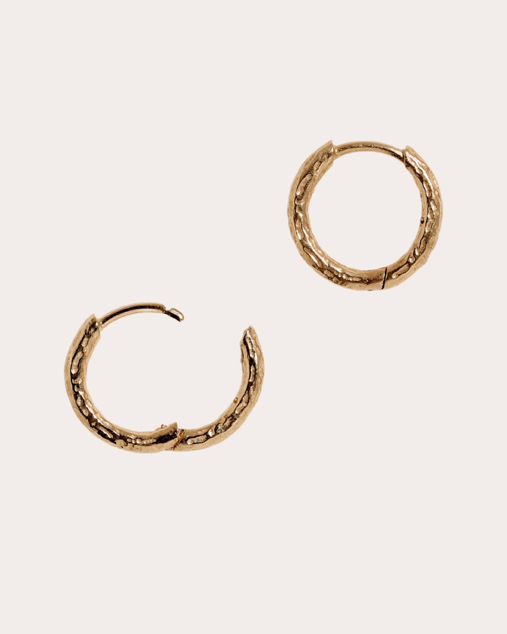 14K Gold Hand-Carved Single Hoop Earring