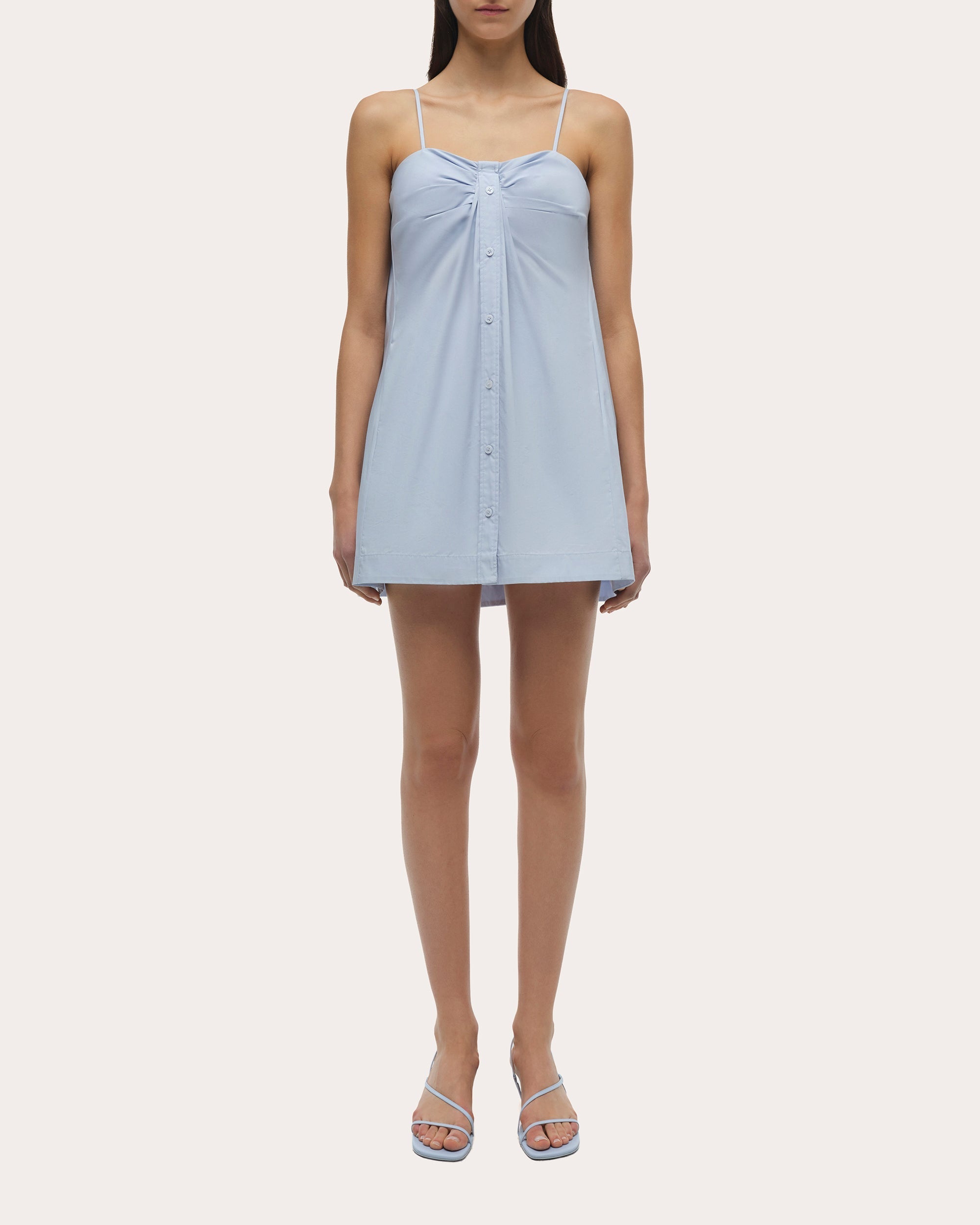 Kendall Poplin Twisted Button-Front Mini Dress
