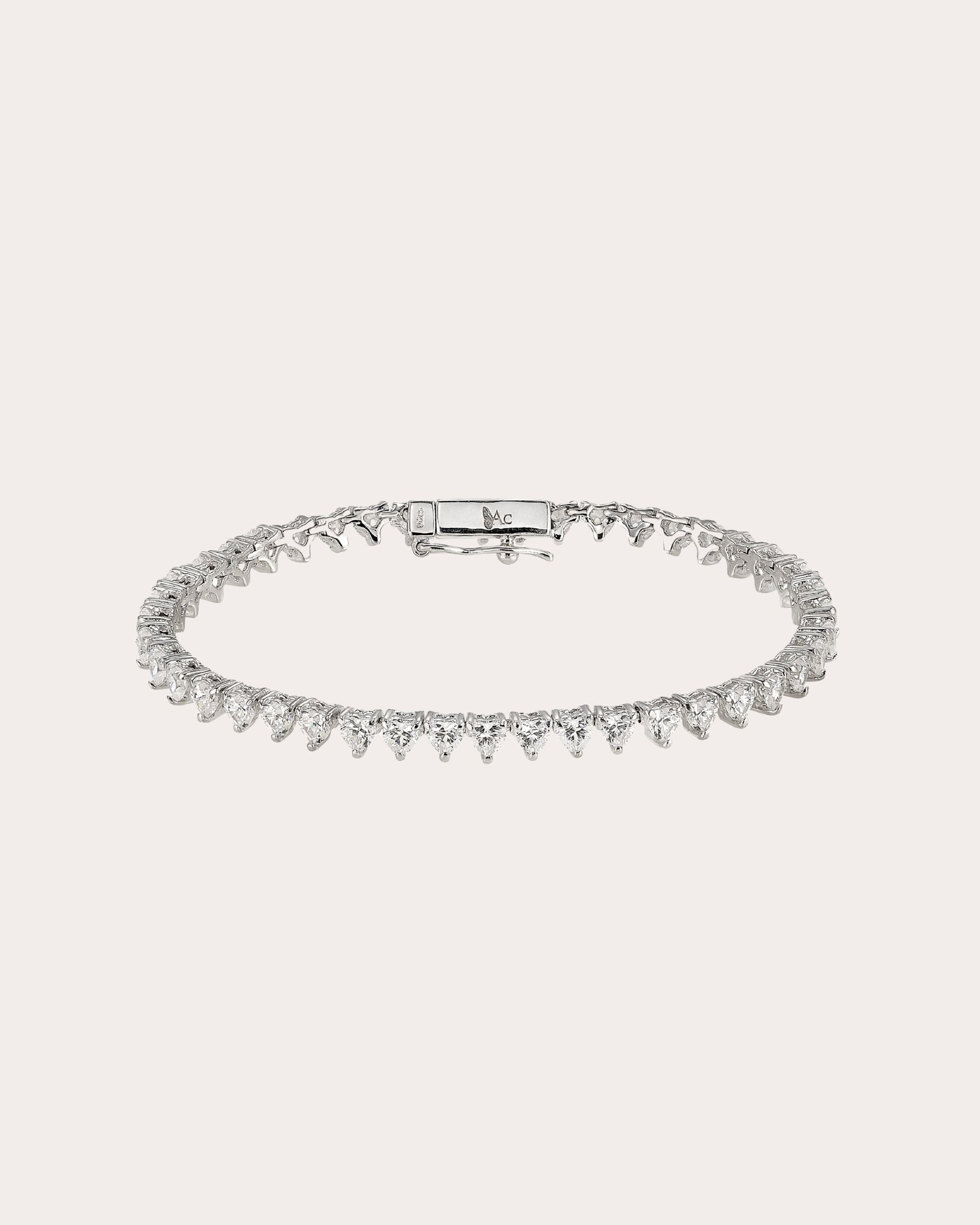 18K Gold and Rhodium Vermeil Lab-Grown Diamond Eternity Heart Bracelet