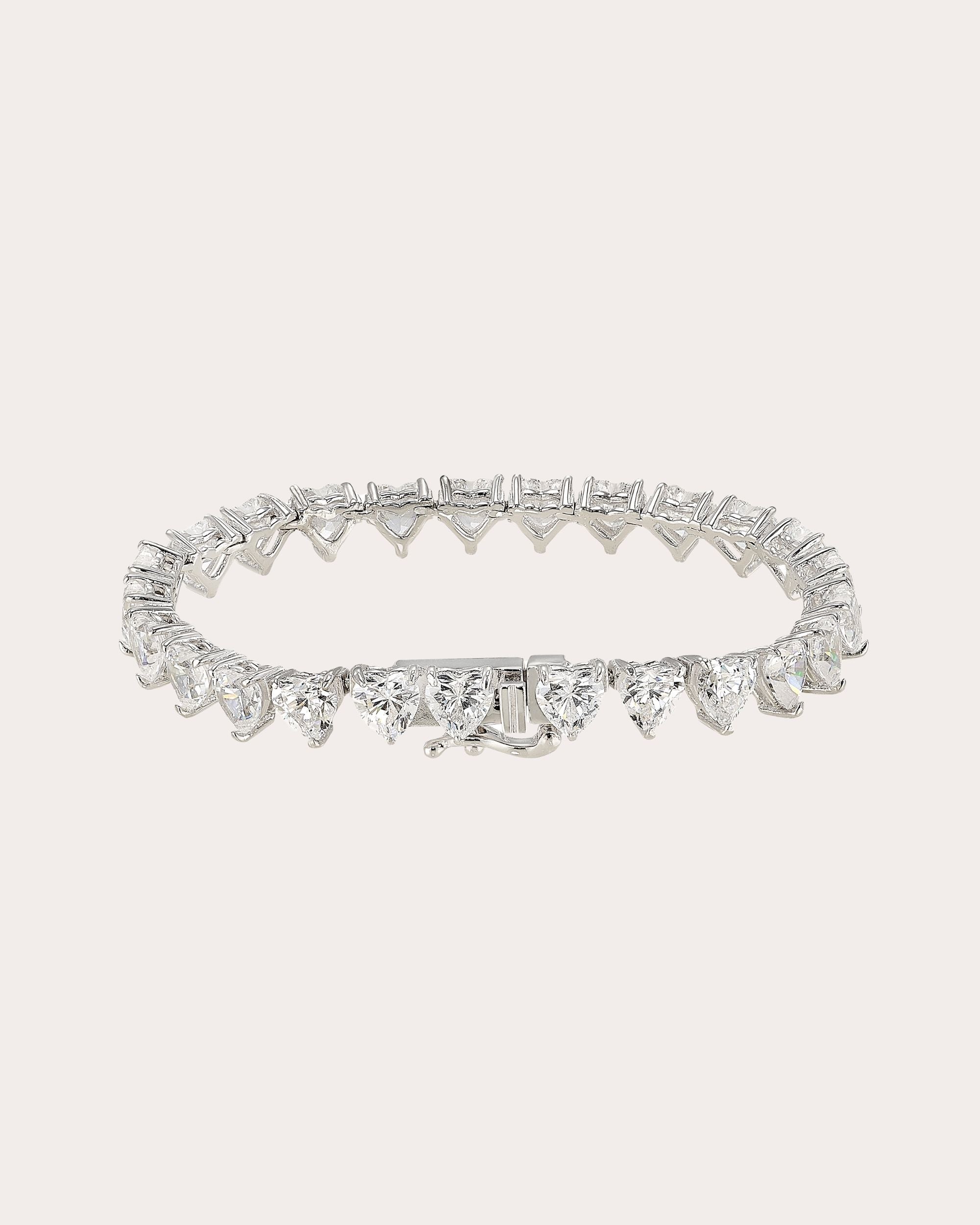 18K Gold and Rhodium Vermeil Lab-Grown Diamond Eternity Heart Bracelet
