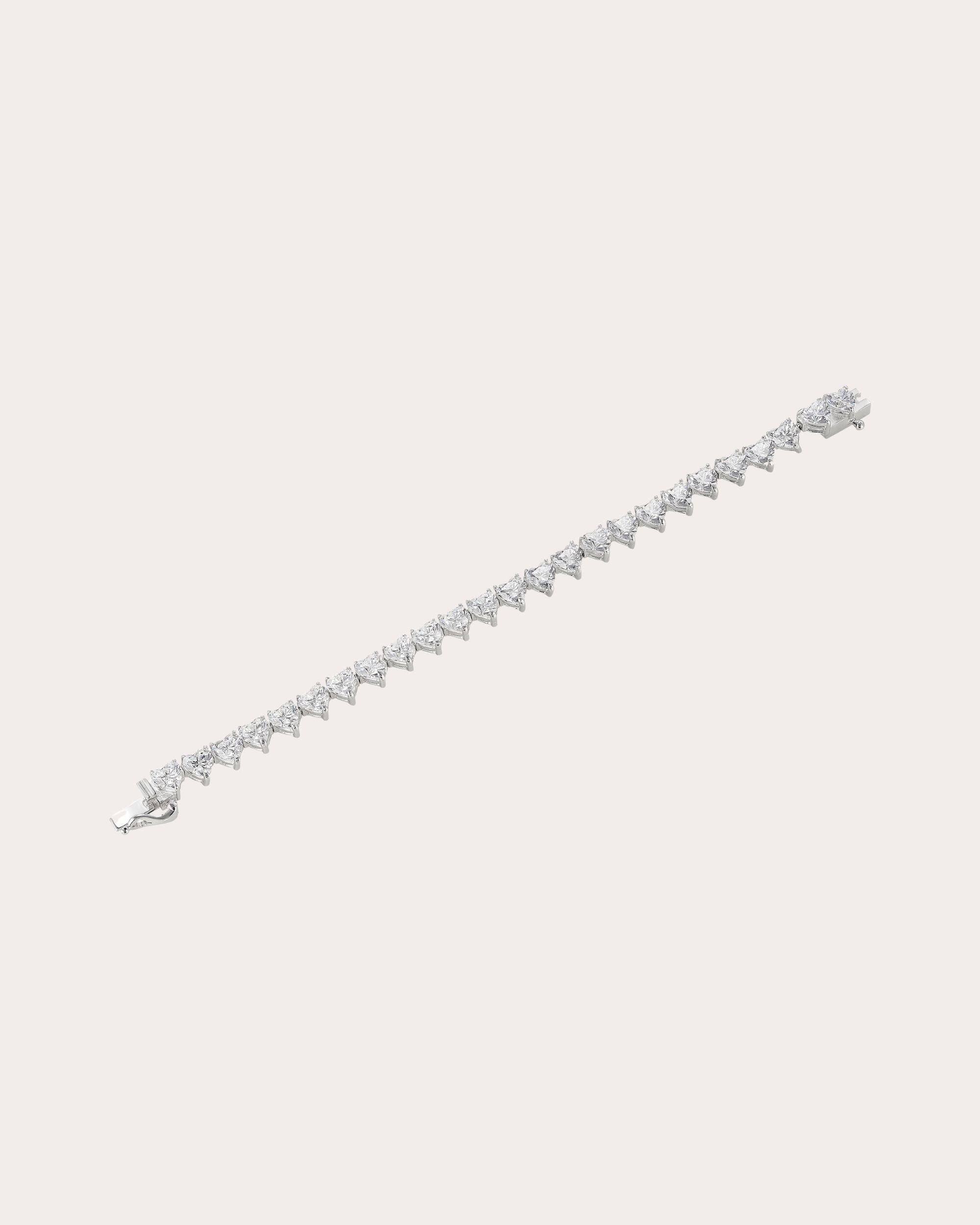 18K Gold and Rhodium Vermeil Lab-Grown Diamond Eternity Heart Bracelet