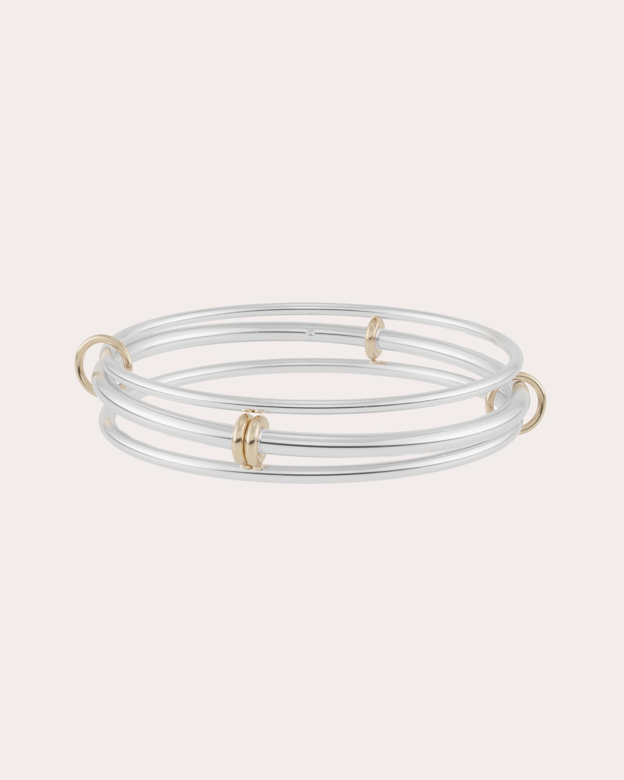 Baryon 18K Gold Sterling Silver Linked Bangles