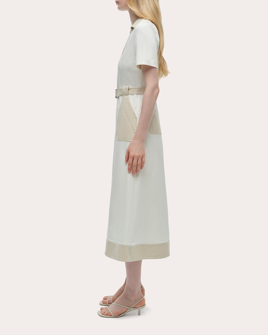 Hanover Color Block Twill Collared Midi Dress