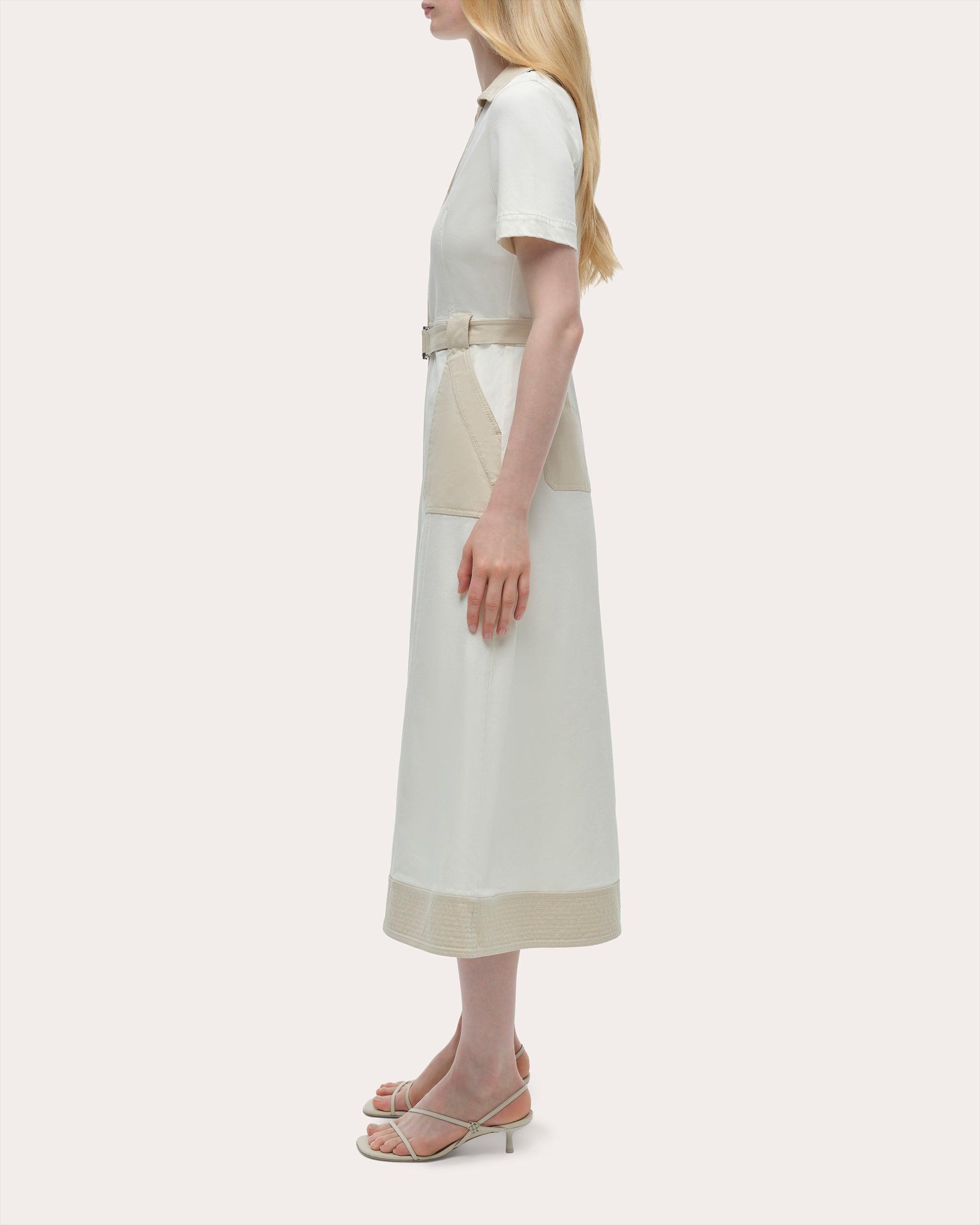 Hanover Color Block Twill Collared Midi Dress