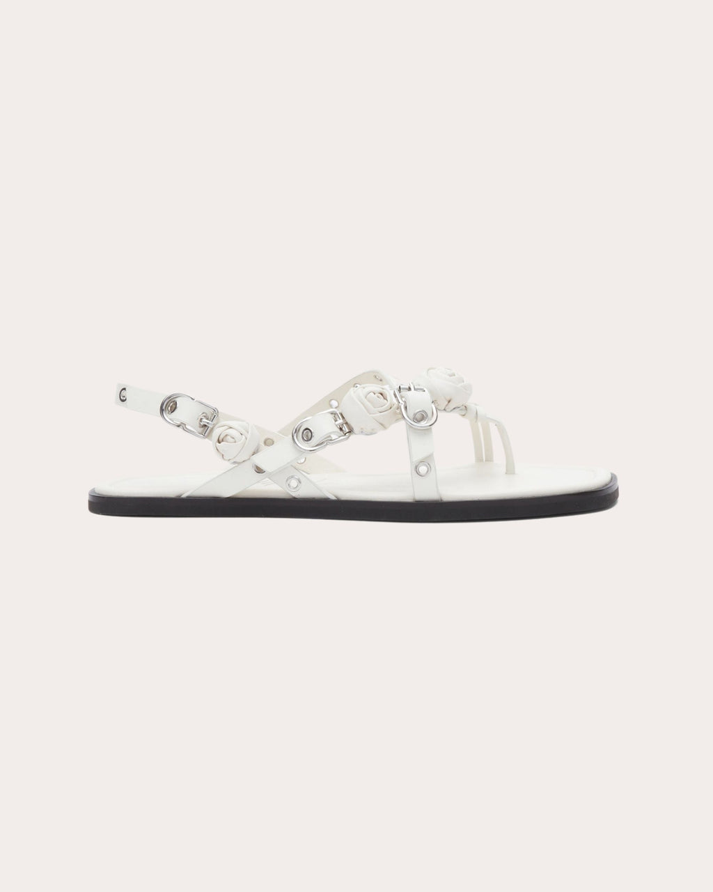 Rosette-Embellished Leather Sandal
