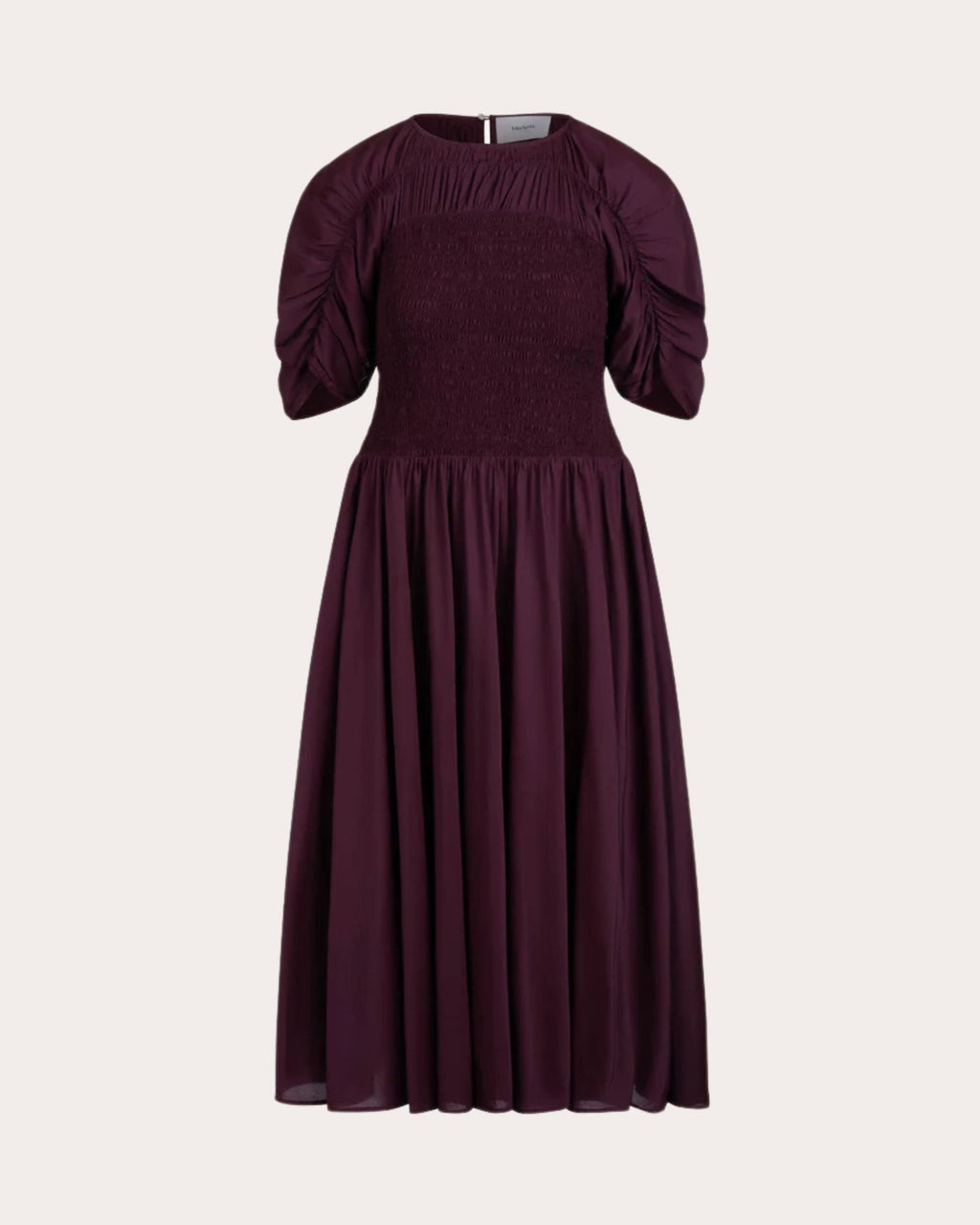 Gaea Smocked Cotton-Silk Blend Midi Dress