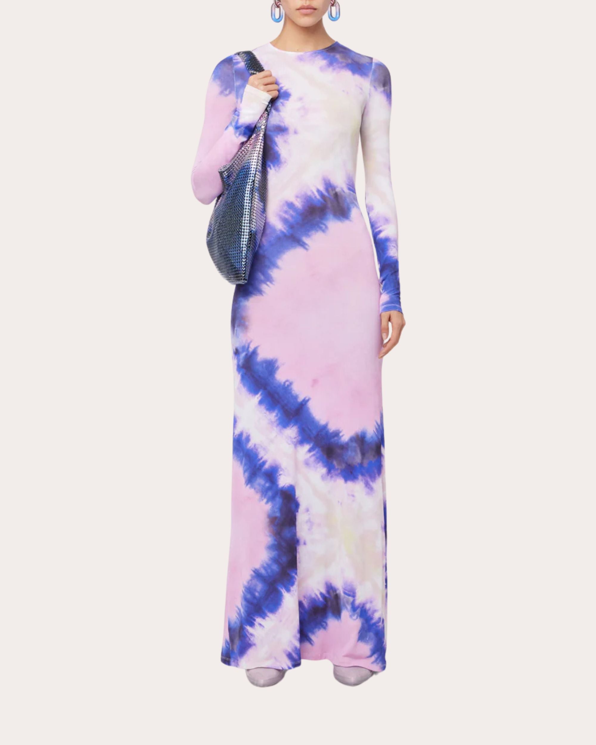 Open-Back Tie Dye Jersey Maxi Dress