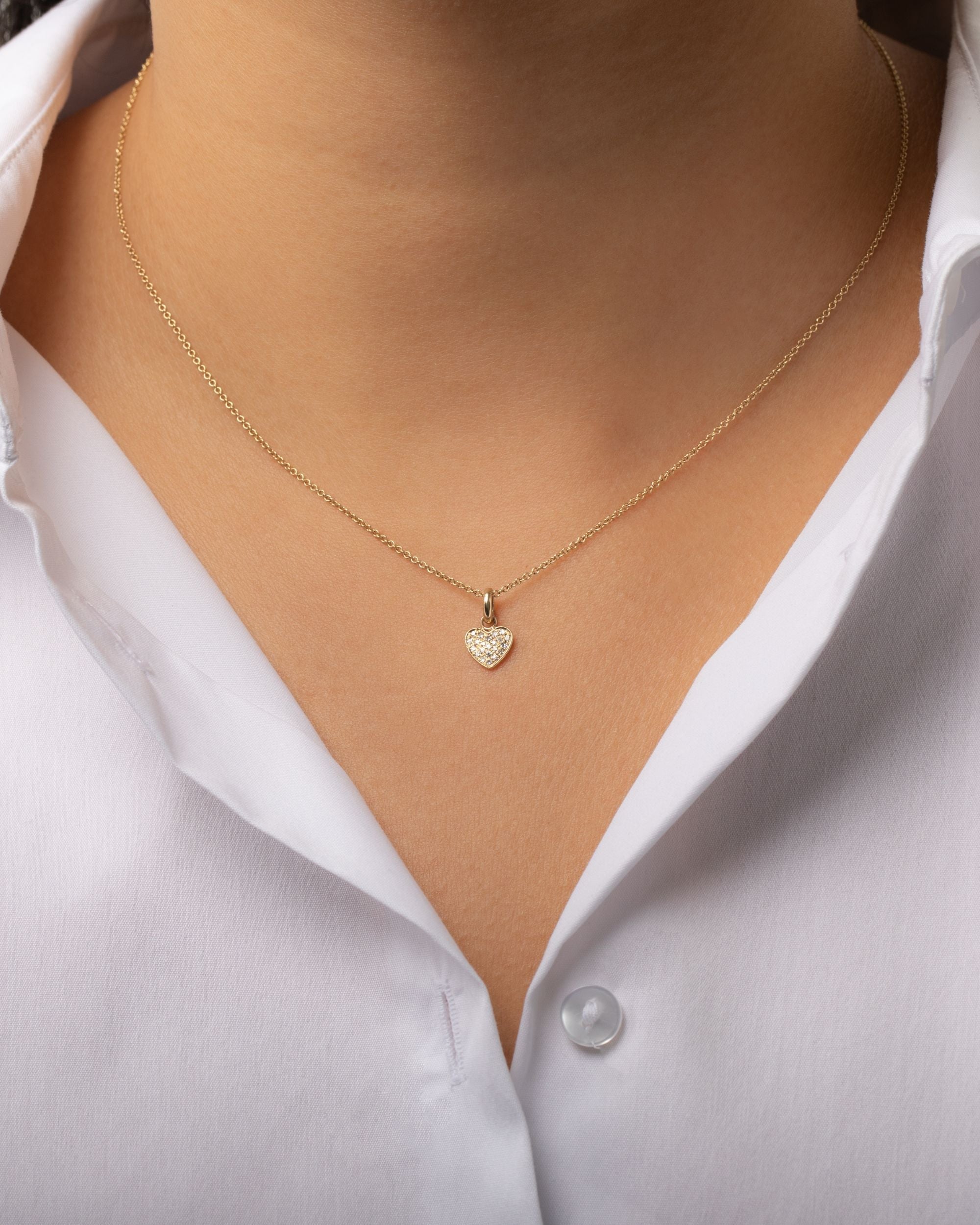 Small 14K Gold Diamond Heart Pendant