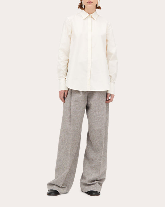 Pemma Pleated Herringbone Wool-Blend Pants