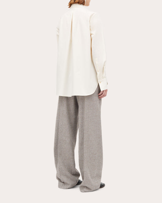 Pemma Pleated Herringbone Wool-Blend Pants