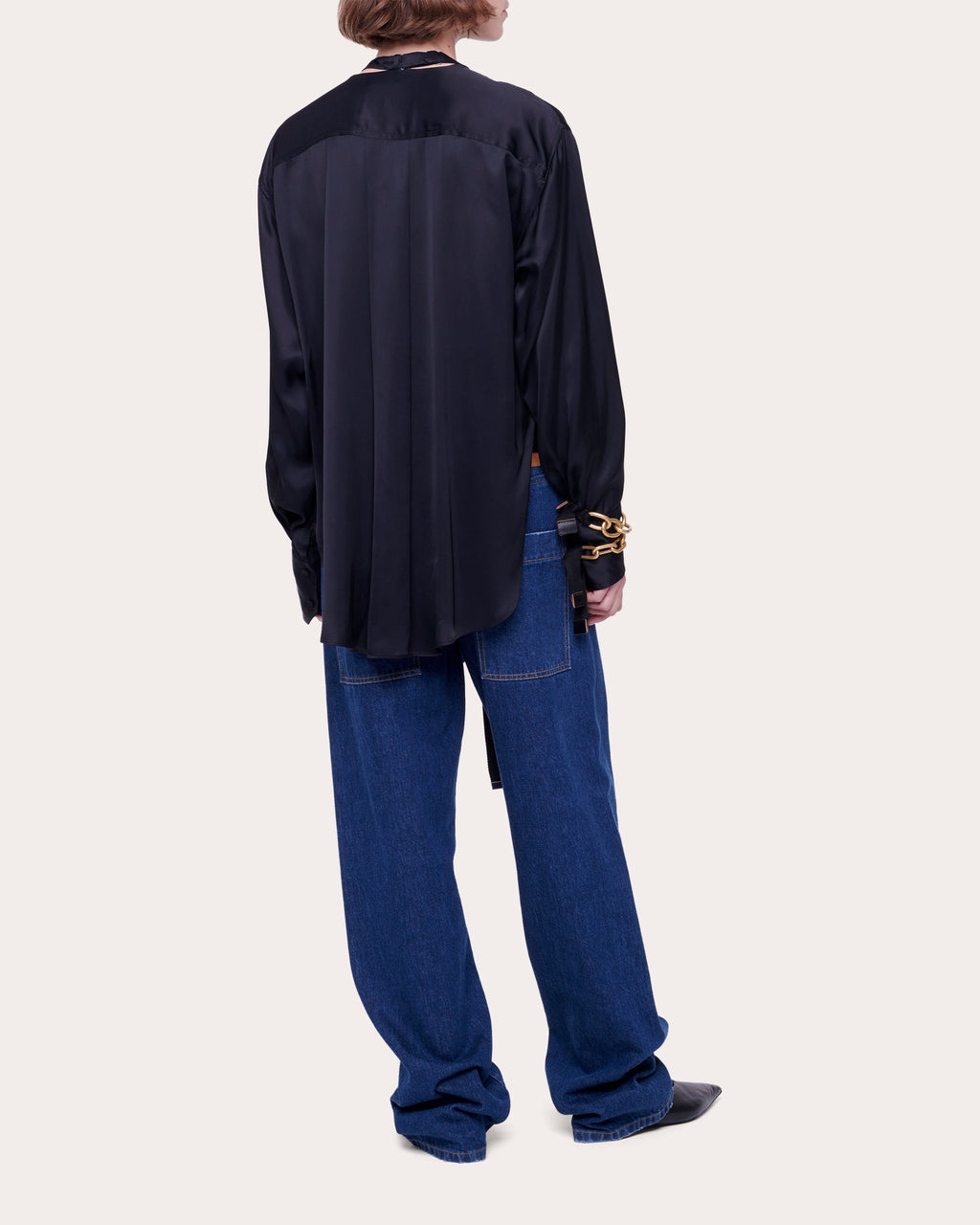 Split-Hem Satin Shirt