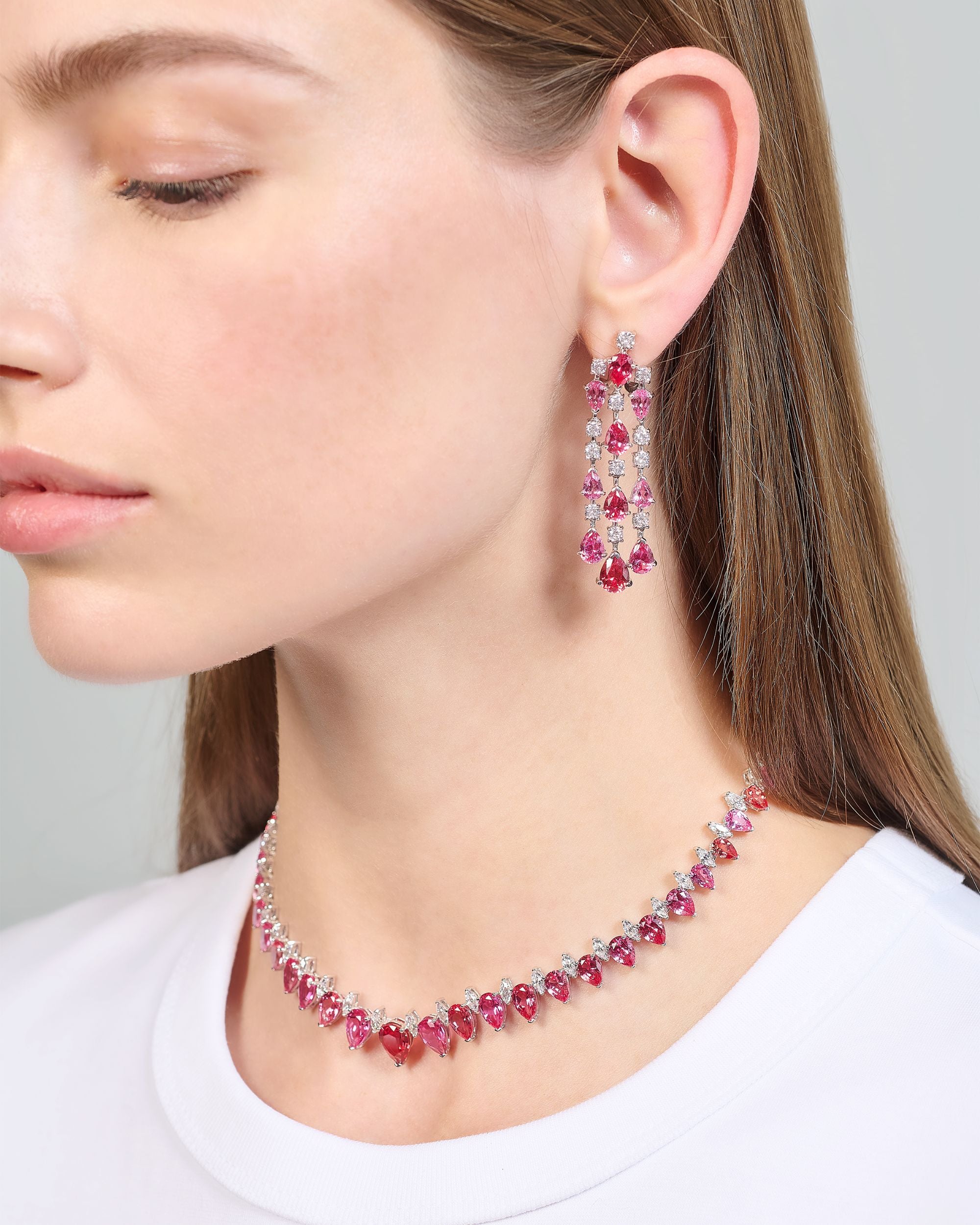 18K Gold Vermeil Lab-Grown Multi Sapphire Necklace