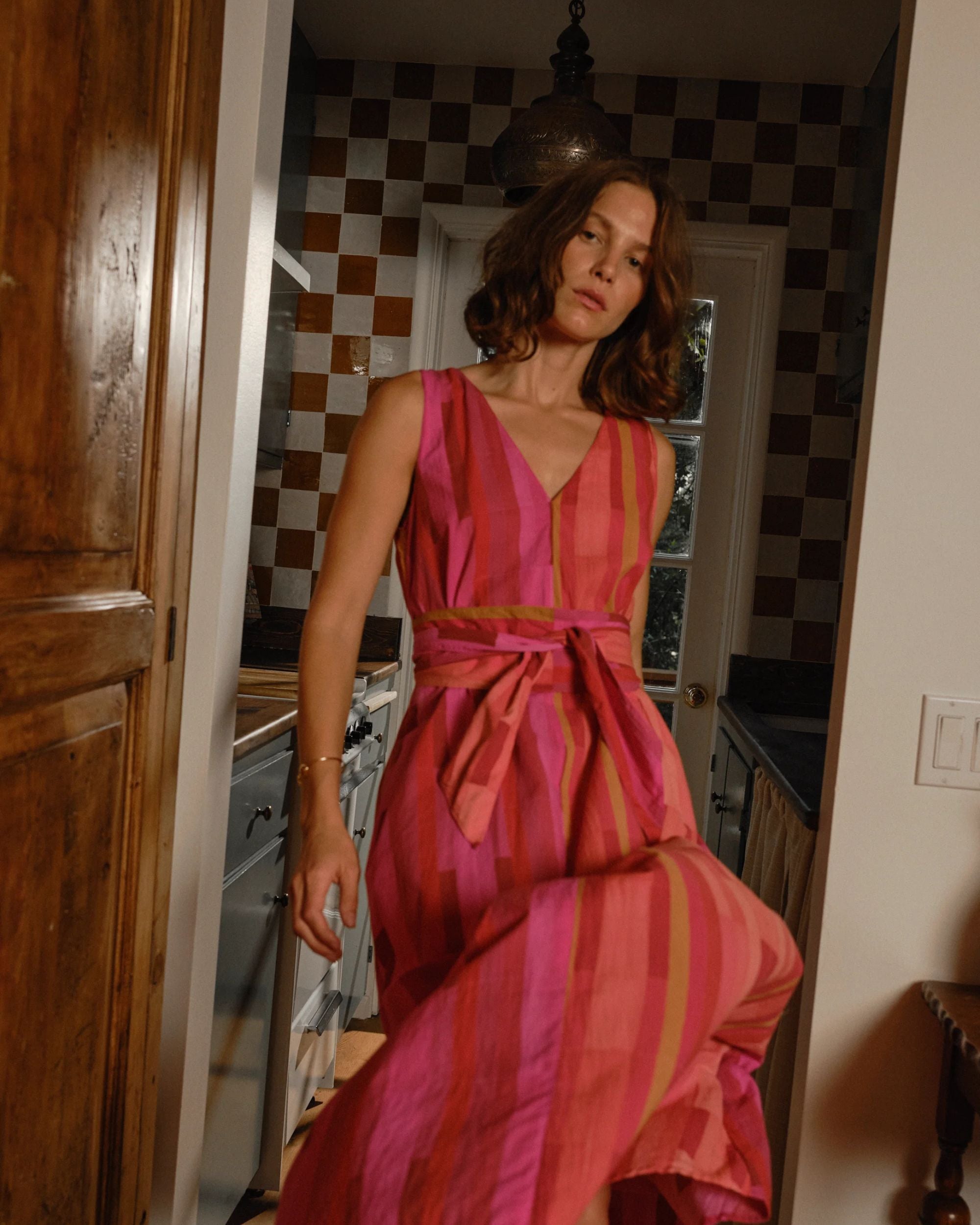 Tova Cotton Belted Sleeveless Maxi Dress