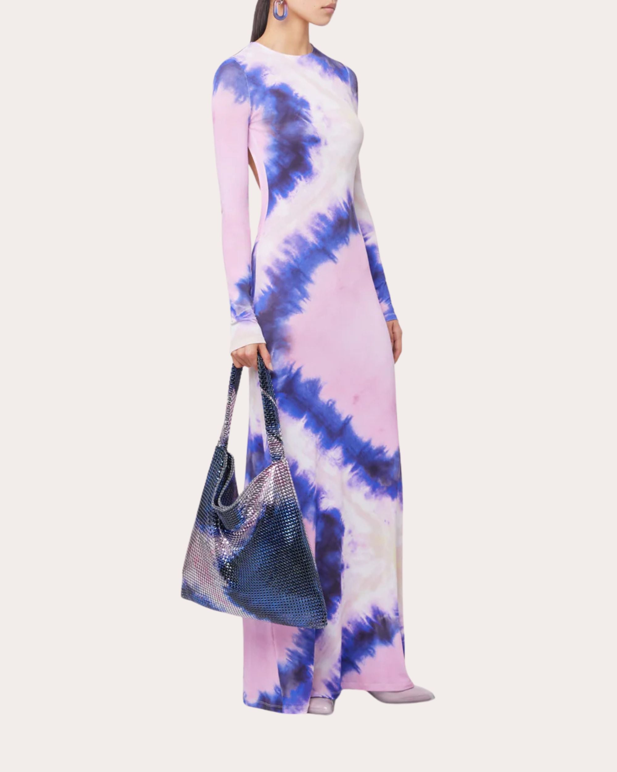 Open-Back Tie Dye Jersey Maxi Dress