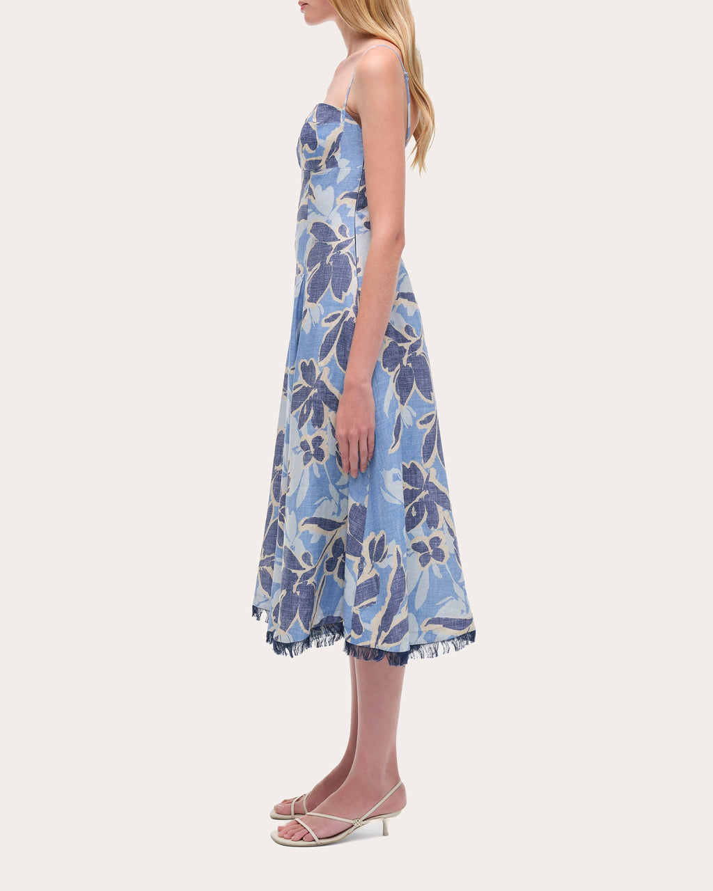 Analise Floral Linen Bustier Midi Dress