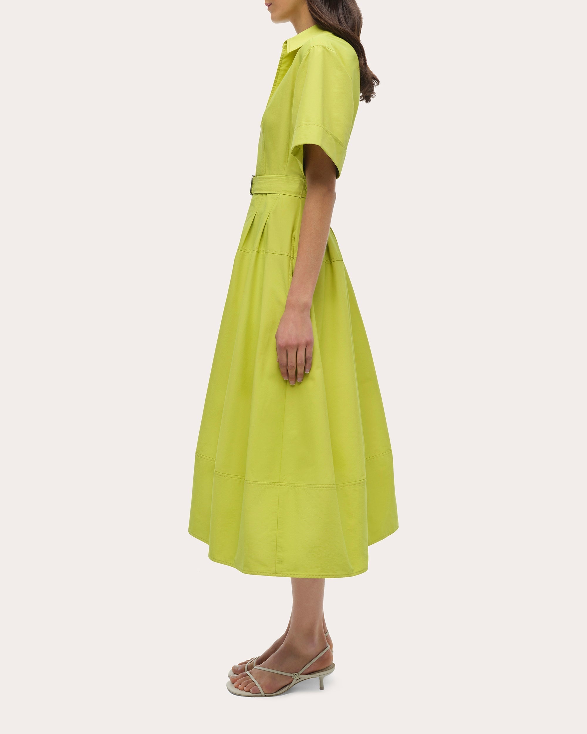 Deanna Faille Belted Collared Midi Dress