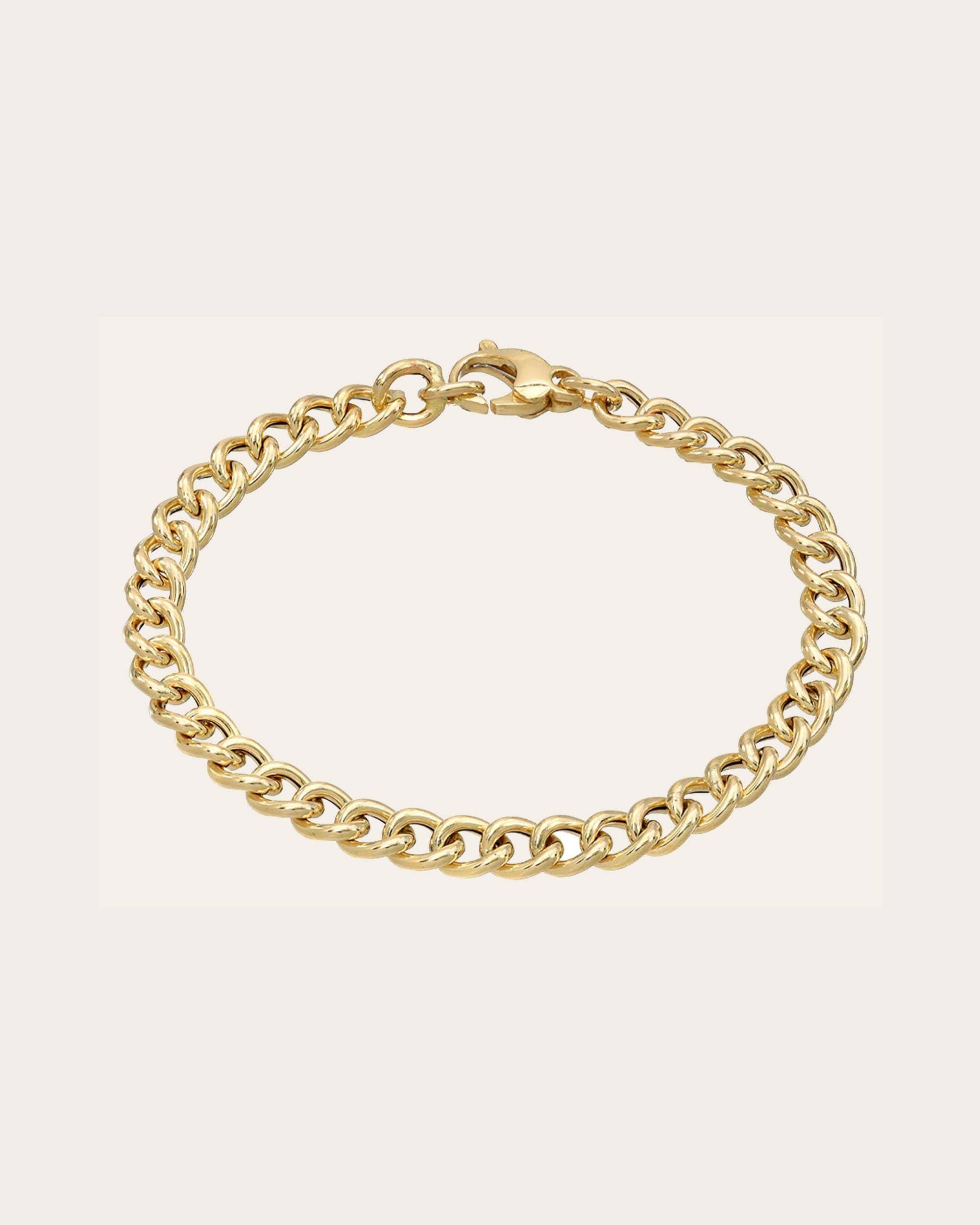 Large 14K Gold Curb Link Chain Bracelet