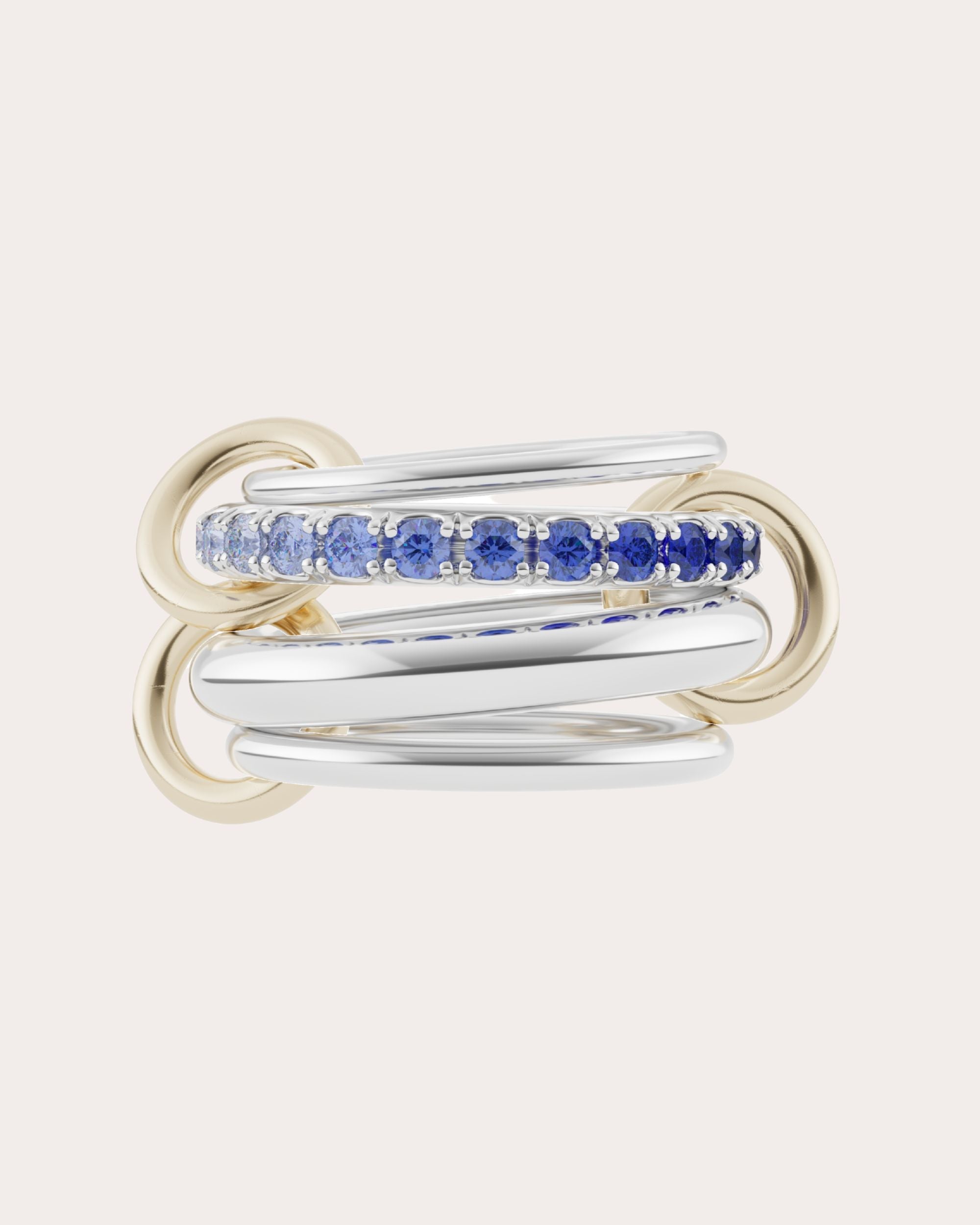 Janssen 18K Gold Sterling Silver Ombré Sapphire Linked Rings