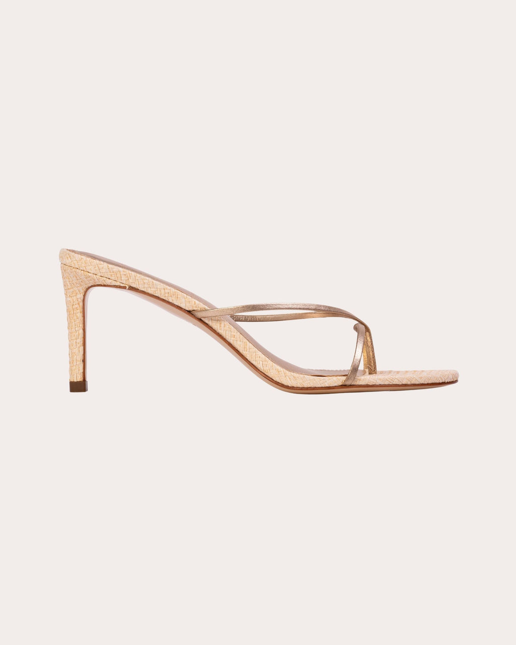 Jade 65 Metallic Leather-Trimmed Raffia Sandal
