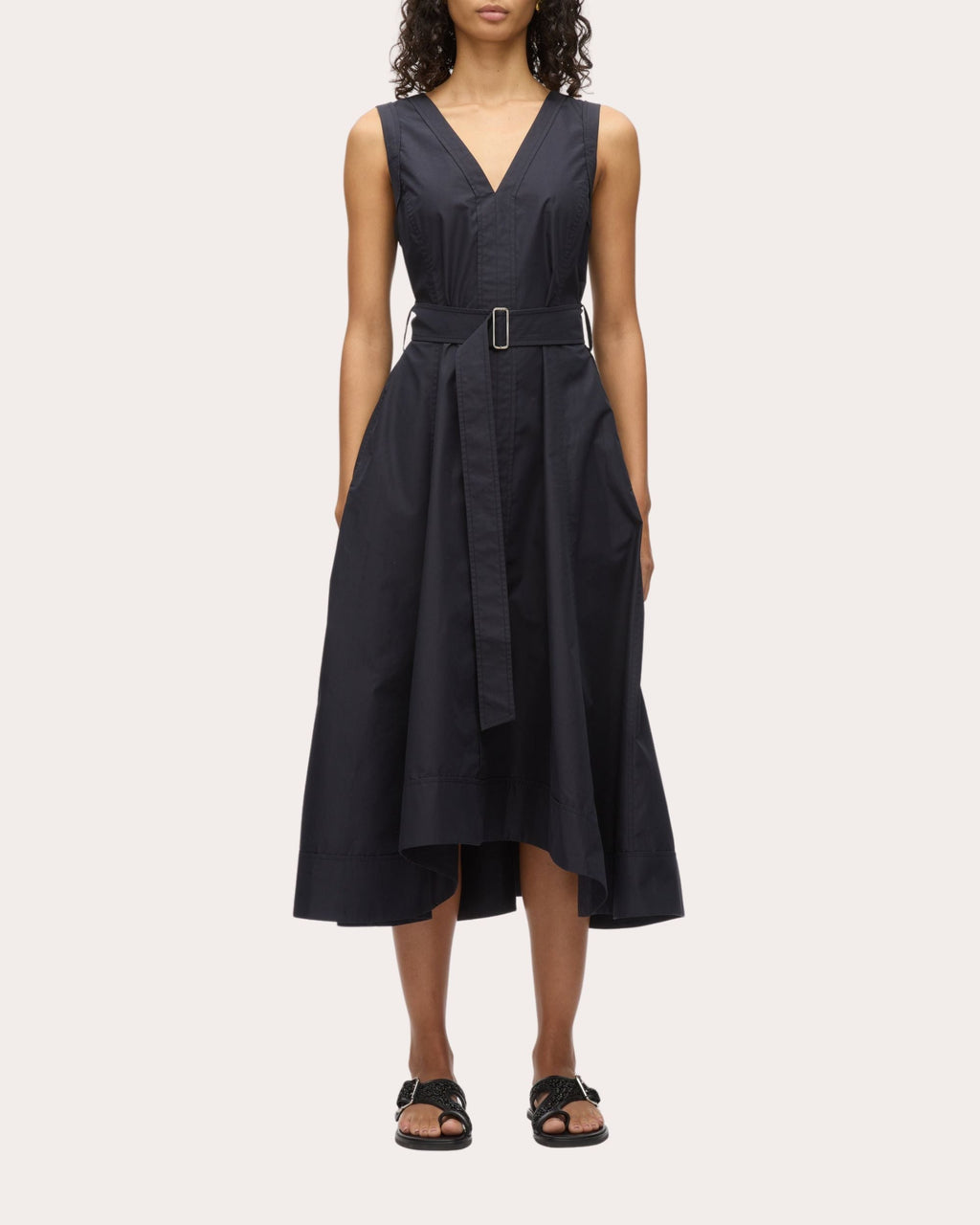 Belted Techno Cotton-Poplin Midi Dress