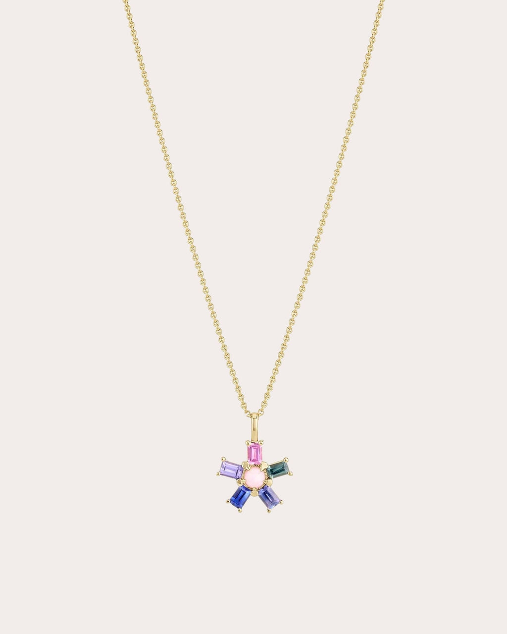 Mini Dream Rays 14K Gold Opal and Sapphire Pendant Necklace