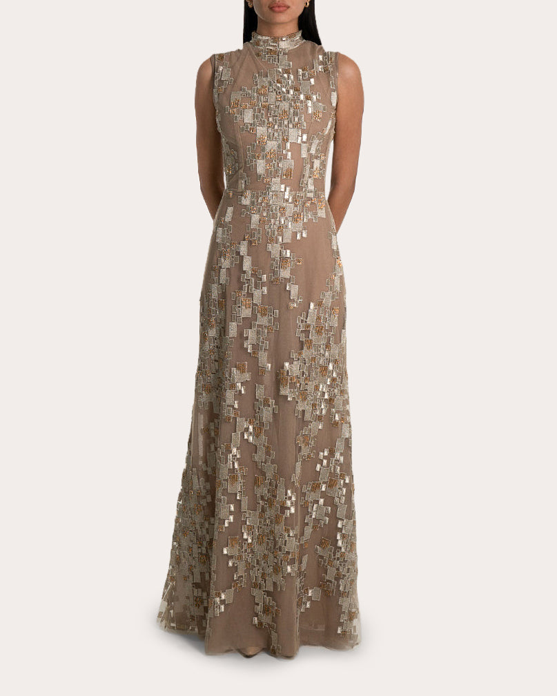 Heidi Embroidered Silk-Tulle Gown