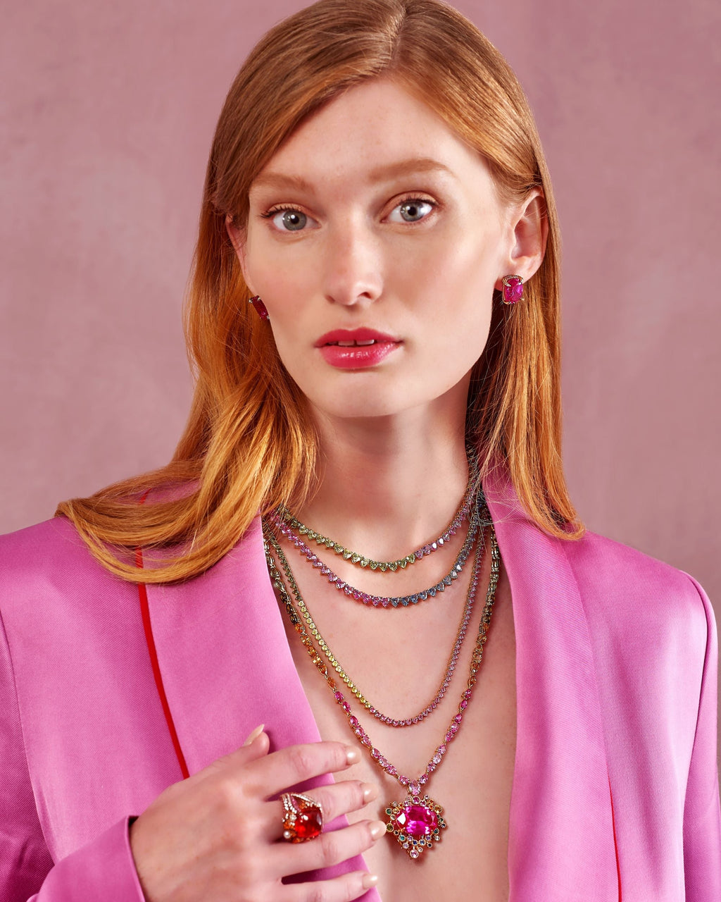 Peony 18K Gold Vermeil Lab-Grown Multi-Stone Eternity Heart Necklace
