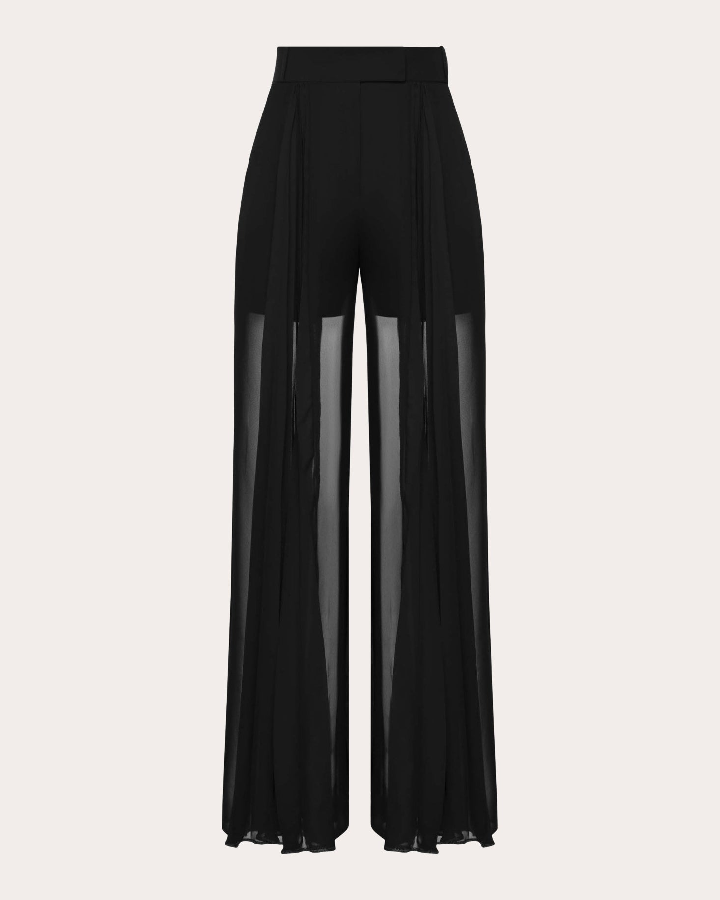 Pleated-Chiffon Crepe Pants