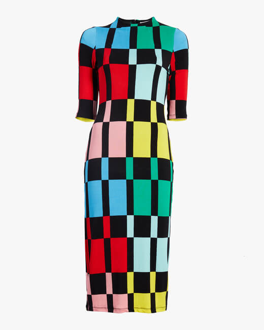 Delora Fitted Mock Neck Dress