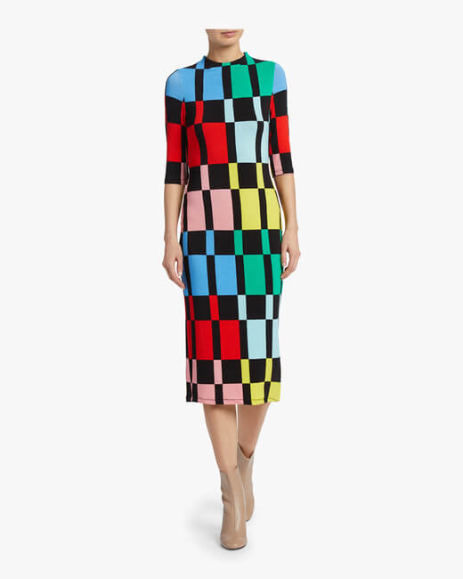 Delora Fitted Mock Neck Dress