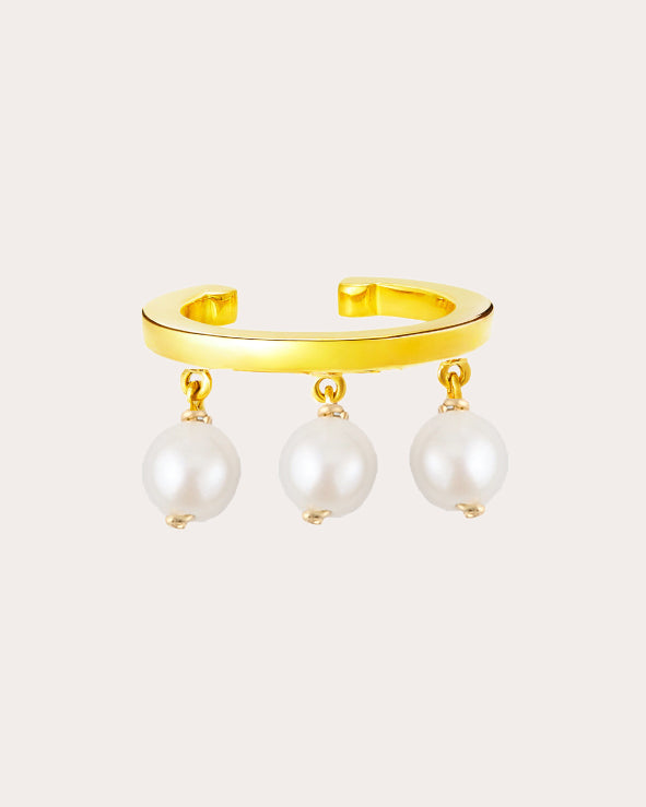 Dangles 14K Gold Pearl Ear Cuff