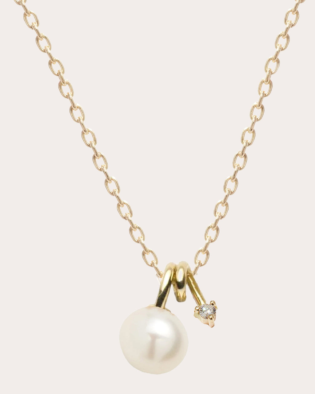 Swirl 14K Gold Pearl and Diamond Pendant Necklace